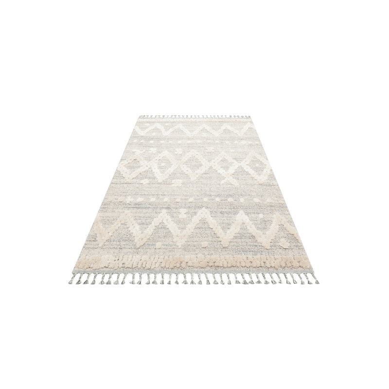 Tapis blanc / beige rectangulaire en polypropylène tissé à la machine Christiaanse, Rectangle 2 pi 7 po x 4 pi 11 po