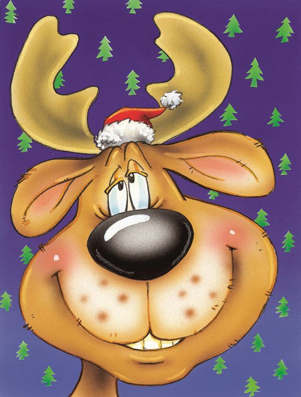 Drapeau de jardin Bengte Comic Reindeer, H 15 po x l 11 po
