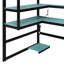 Lit mezzanine simple en bois avec bureau, étagère de rangement latérale, tablettes multiples et lumière RVB, bleu nuage-130593452-130593453