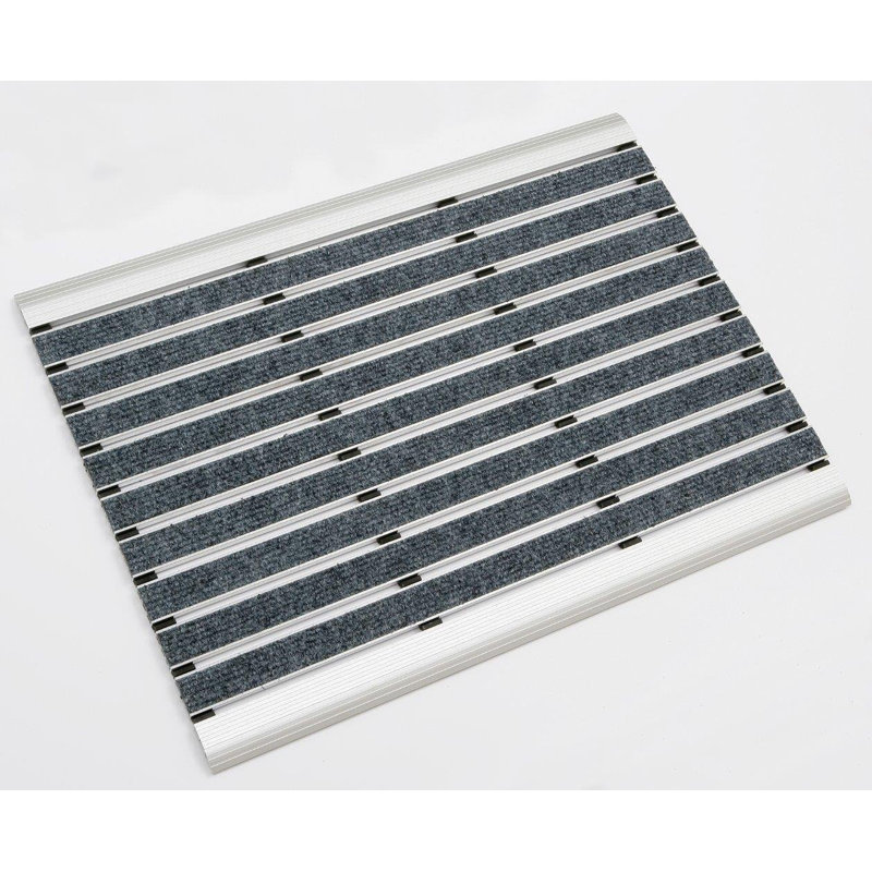 Non-Slip Striped Doormat, Silver