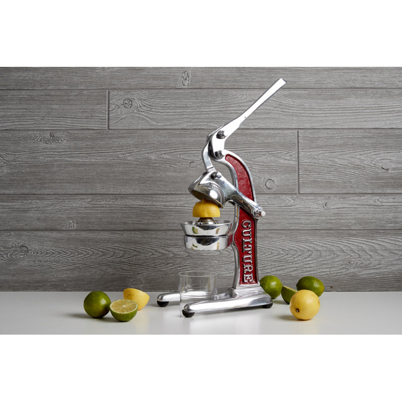 Red Cast Aluminum Manual Citrus Juicer with Strainer
