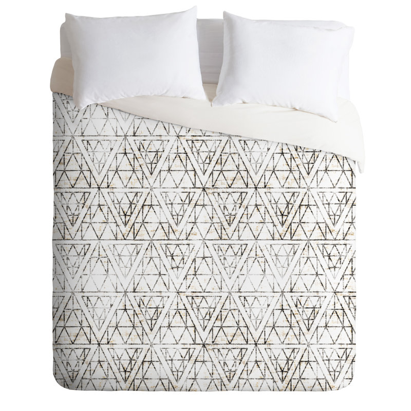 Rustic Polyester Geometric Shapes Duvet Cover, King Duvet Cover + 2 Shams