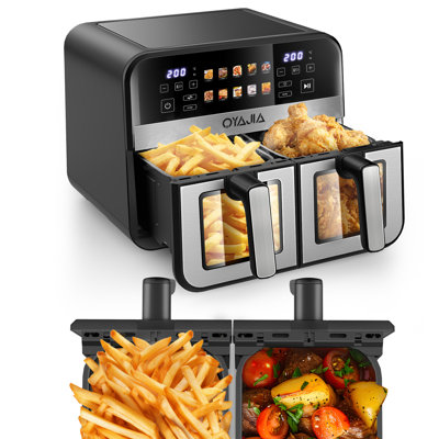 10.5l Air Fryer Double Basket Touch Display, Viewing Window, 10 Functions