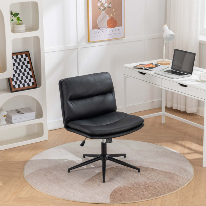 Siège pivotant réglable Bizerte, siège large pour plus de confort et de polyvalence dans les bureaux ou les coiffeuses, Noir