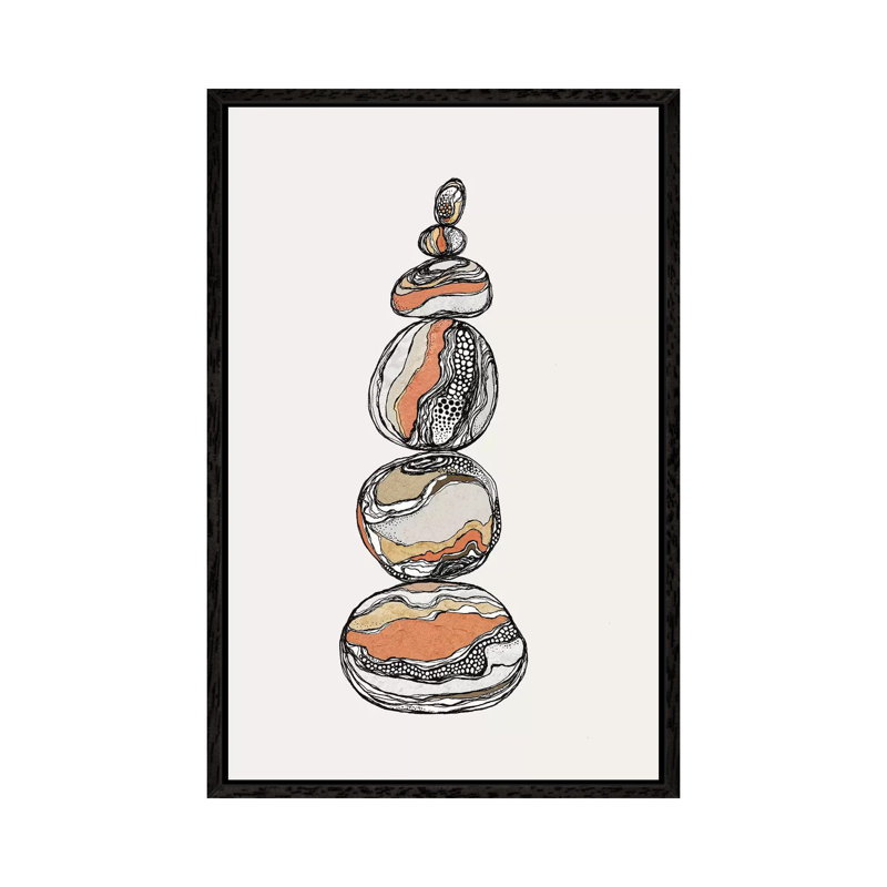 Stacked Rocks - Print on Canvas, 66.04 cm H x 45.72 cm W, Black Framed