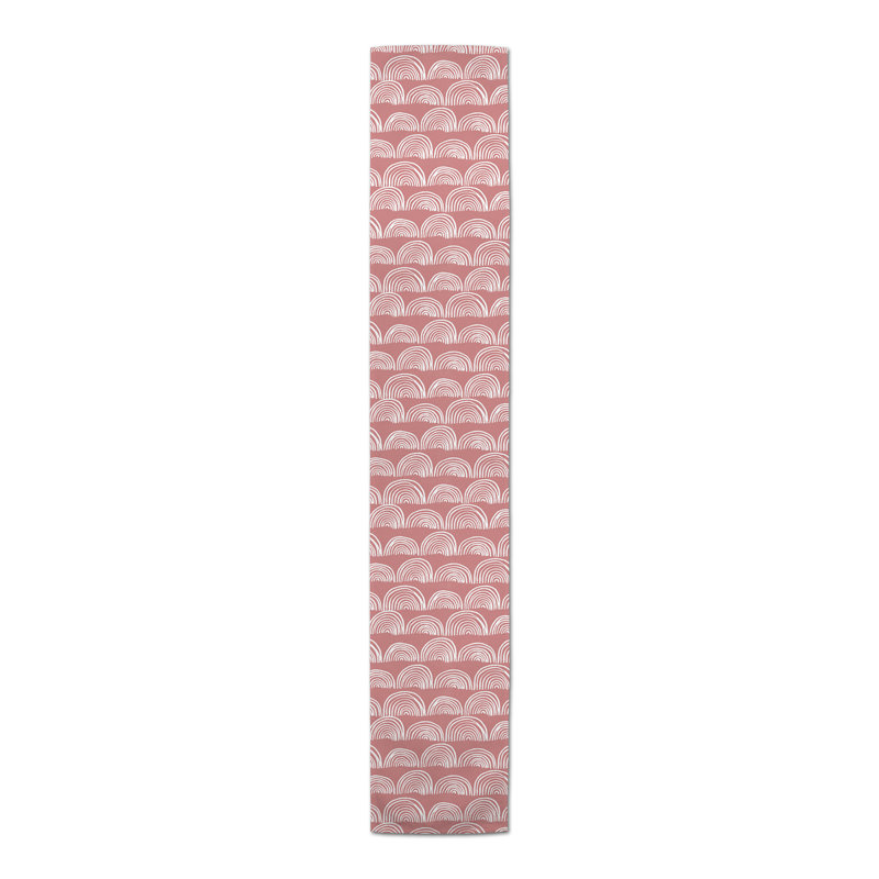 Half Circle Pattern Yellow 4 Table Runner, Pink, 90" L x  16" W