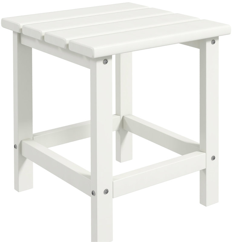 White Patio Table - 15" Square Side End For Pool, Porch, Balcony. To Wear And Tear, 110 Lbs Capacity Outdoor , Heavy-Duty, Weight Capacity,