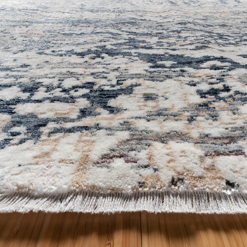 Damita Exton Blue and Beige Abstract Polypropylene Area Rug