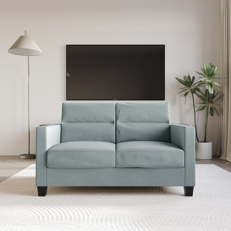 Causeuse rembourrée Macy, Bleu clair