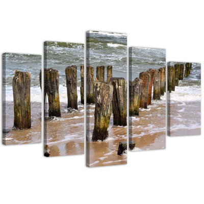 Sea, Beach, Nature - 5 Piece Wrapped Canvas Print