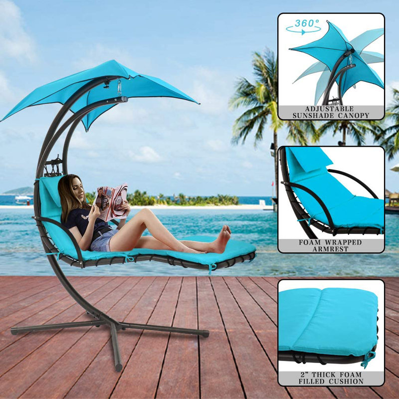 Chaise longue avec support Fairmount, Bleu