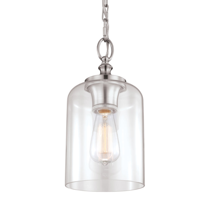 Claudio 1 - Light Single Pendant, Brushed Steel, 13.38" H x 6.5" W x 6.5" D