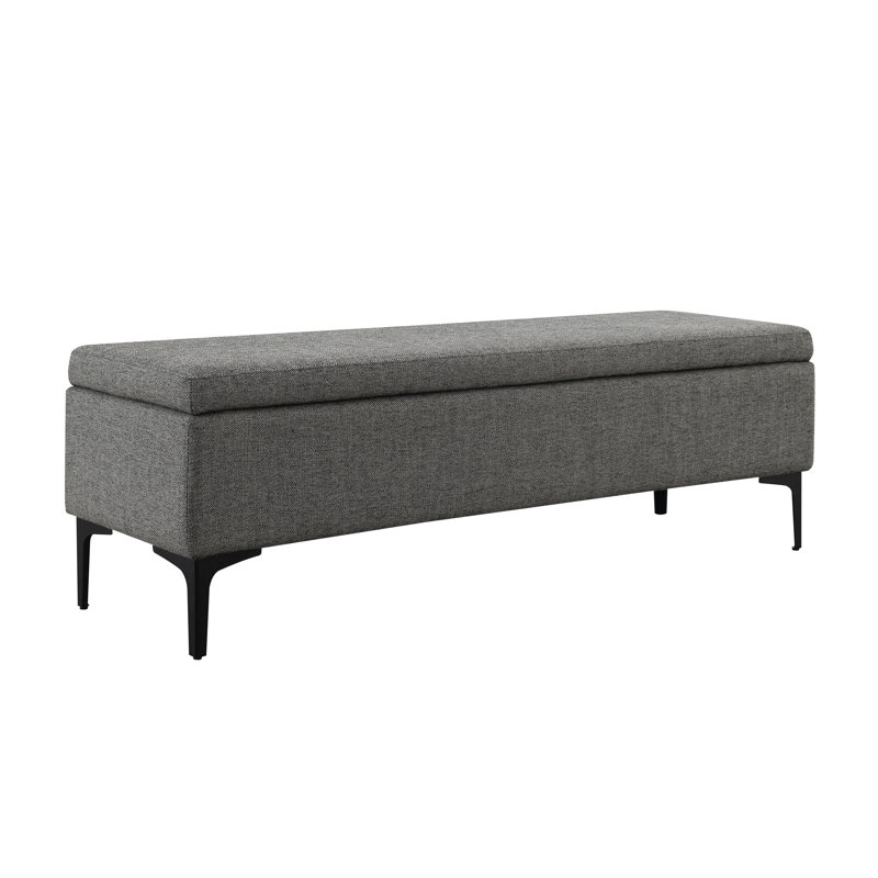 Banc de rangement rembourré 100% polyester Aquanette, gris, H 19,5 po x l 60 po x P 17,8 po