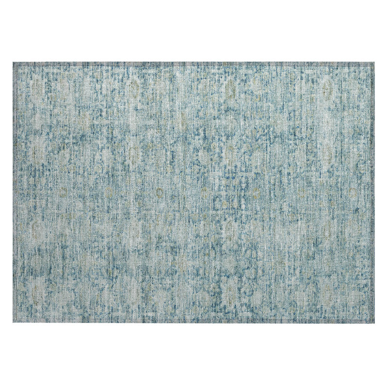 Machine Washable Indoor/Outdoor Xhevrie Blue Rug, Rectangle 1'8" x 2'6"
