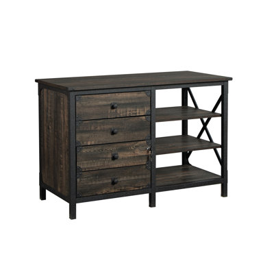 Credenza With Adjustable Shelves, Dark Oak Finish
