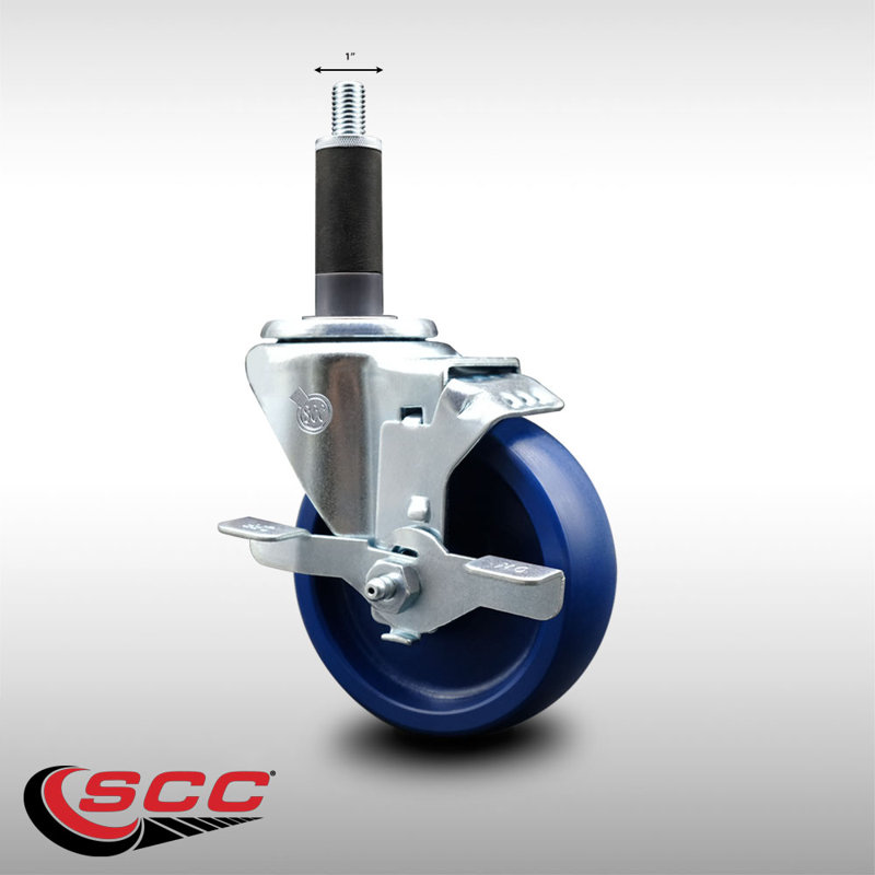 4 Inch SS Solid Poly Swivel 1 Inch Expanding Stem Caster with Brake SCC