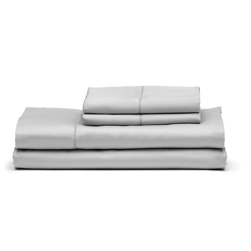 Ensemble de draps en satin de coton de qualité égyptienne 400 fils Caples, Très grand, Gris