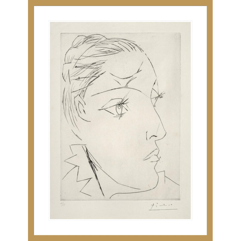 Portrait de Dora Maar dans un chignon par Pablo Picasso, impression giclée encadrée, H 41,5 po x l 31,77 po