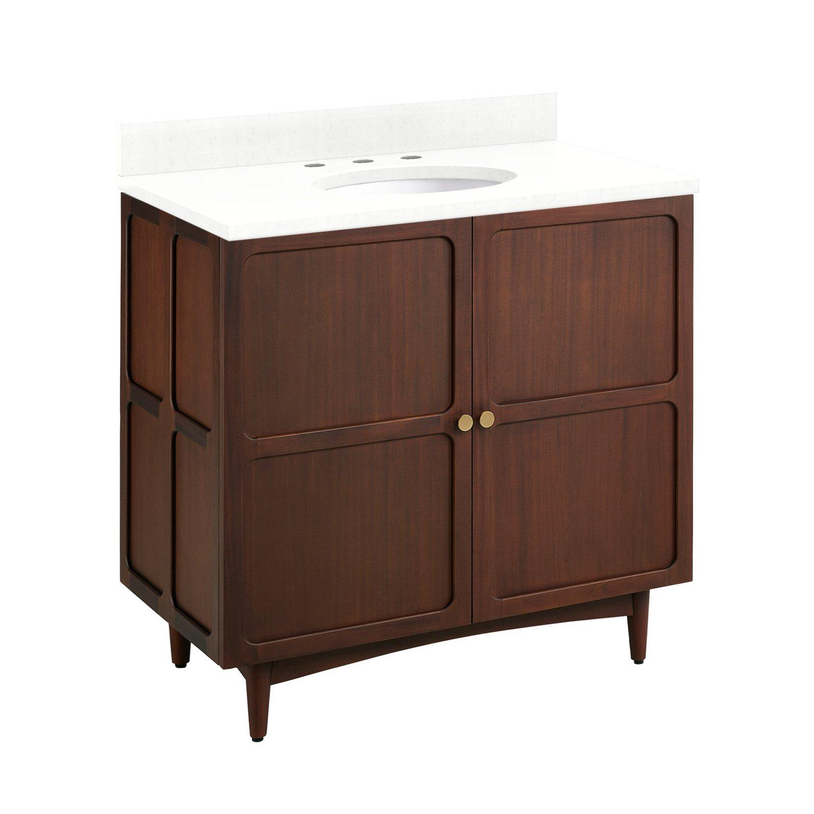 Delavan 30" Single Bathroom Vanity, Arctic White Quartz, Single-Hole, Rectangular 
