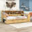 Wood 2 Drawers Daybed with Built-in Desk and Storage Shelves-164052770-164052771