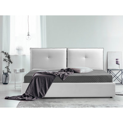 Vegan Leather Metal Wingback Storage Bed