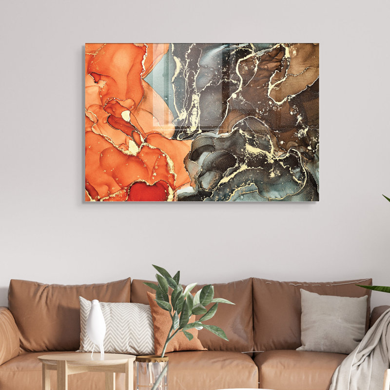 Peinture élégante en verre trempé, 17,7 po x 25,6 po | 100% verre trempé, épaisseur: 0,16 pouce | Superbe art mural pour la décoration intérieure, parfait pour le salon, la chambre à coucher et les espaces de bureau, durable et facile à nettoyer