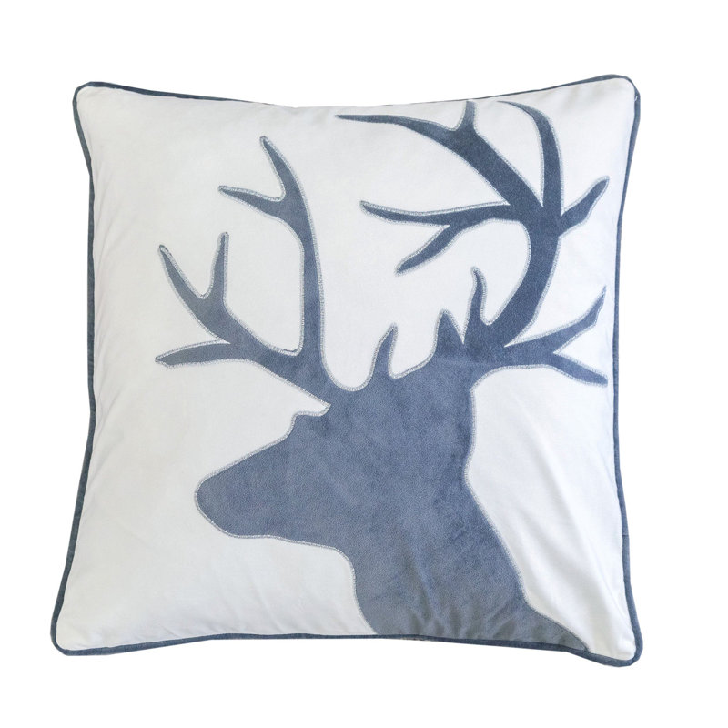 Coussin décoratif en velours Holiday Reindeer 20 x 20 - blanc et gris avec insert, Blanc