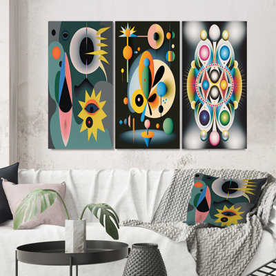 " Divine Secrets Retro Abstract Illustration III " 3 - Pieces
