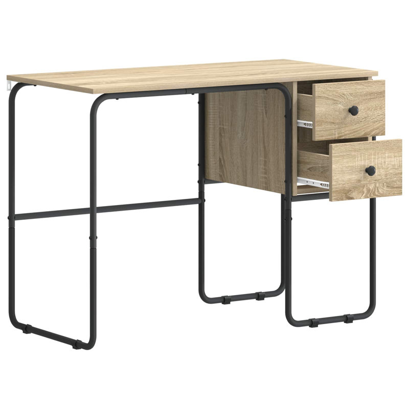 Steel Writing Desk, 75 cm H x 100 cm W x 50 cm D, Sonoma Oak/Black