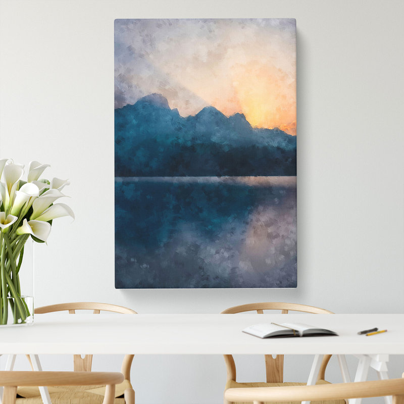 Sunrise Over The Mountains Abstract - Wrapped Canvas Painting, 76cm H x 50cm W x 3cm D