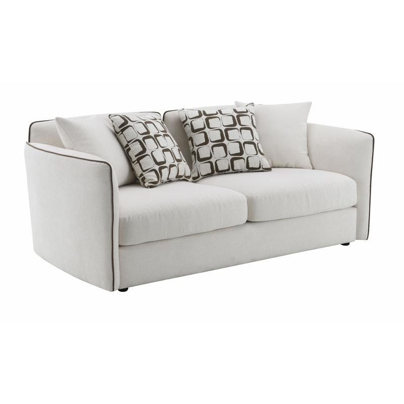 Causeuse beige en chenille avec 4 coussins
