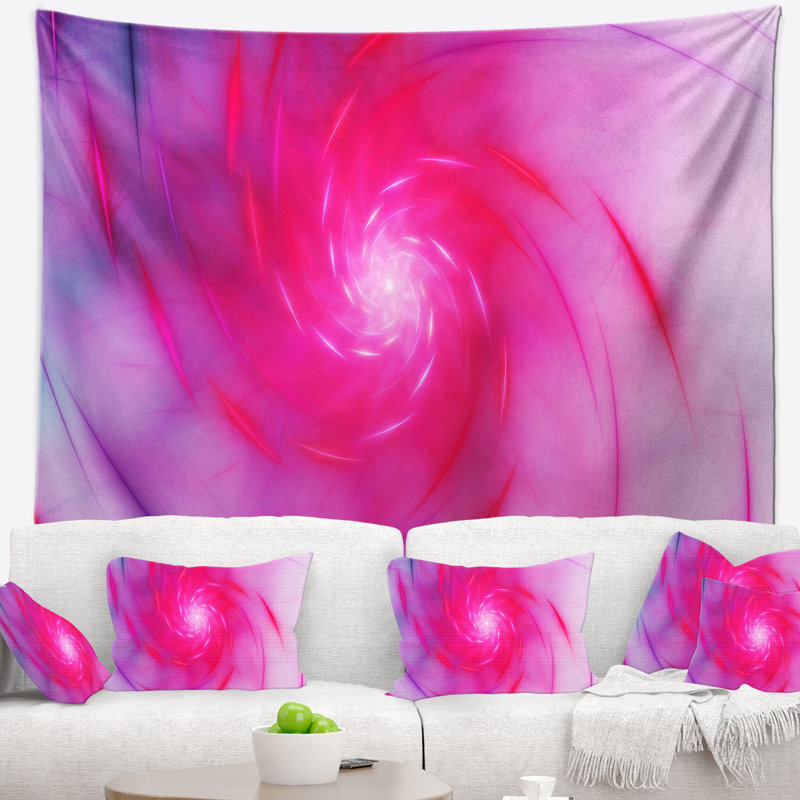 Tapisserie florale avec tourbillon rose, H 50 po x l 60 po