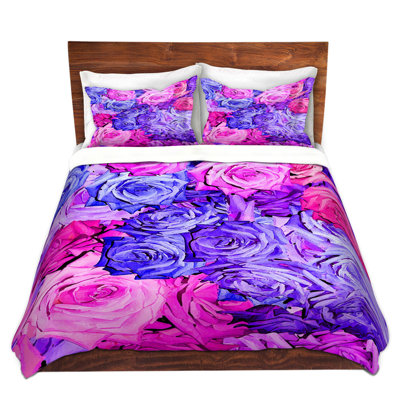 Ensemble de housse de couette pour grand lit DiaNoche en microfibre par Susie Kunzelman - Roses