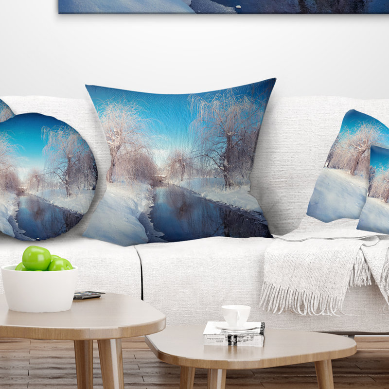 «Amazing Winter in City Park» - Coussin à imprimé paysage, 18" x 18", Coussin décoratif