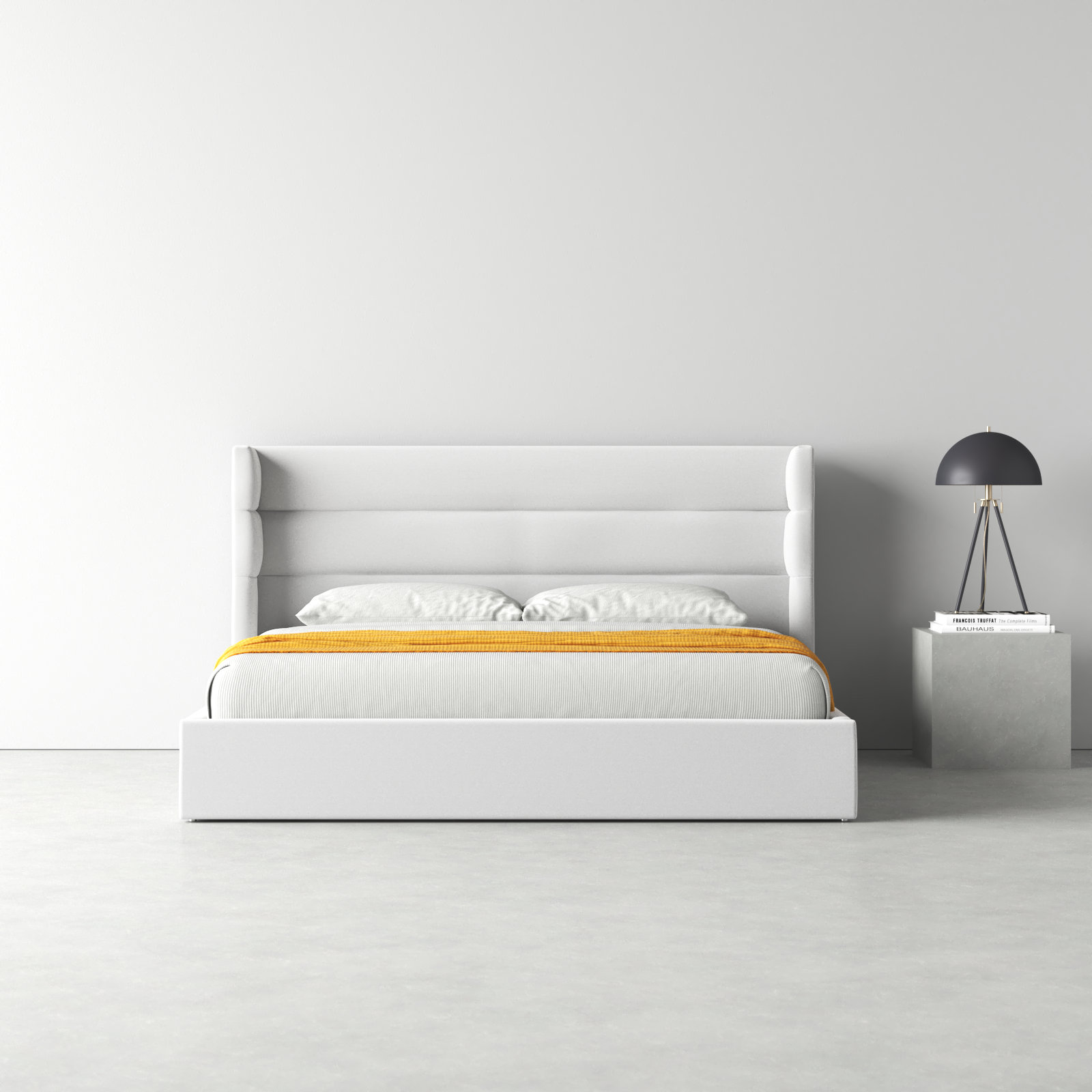 Doria Upholstered Bed, King, White