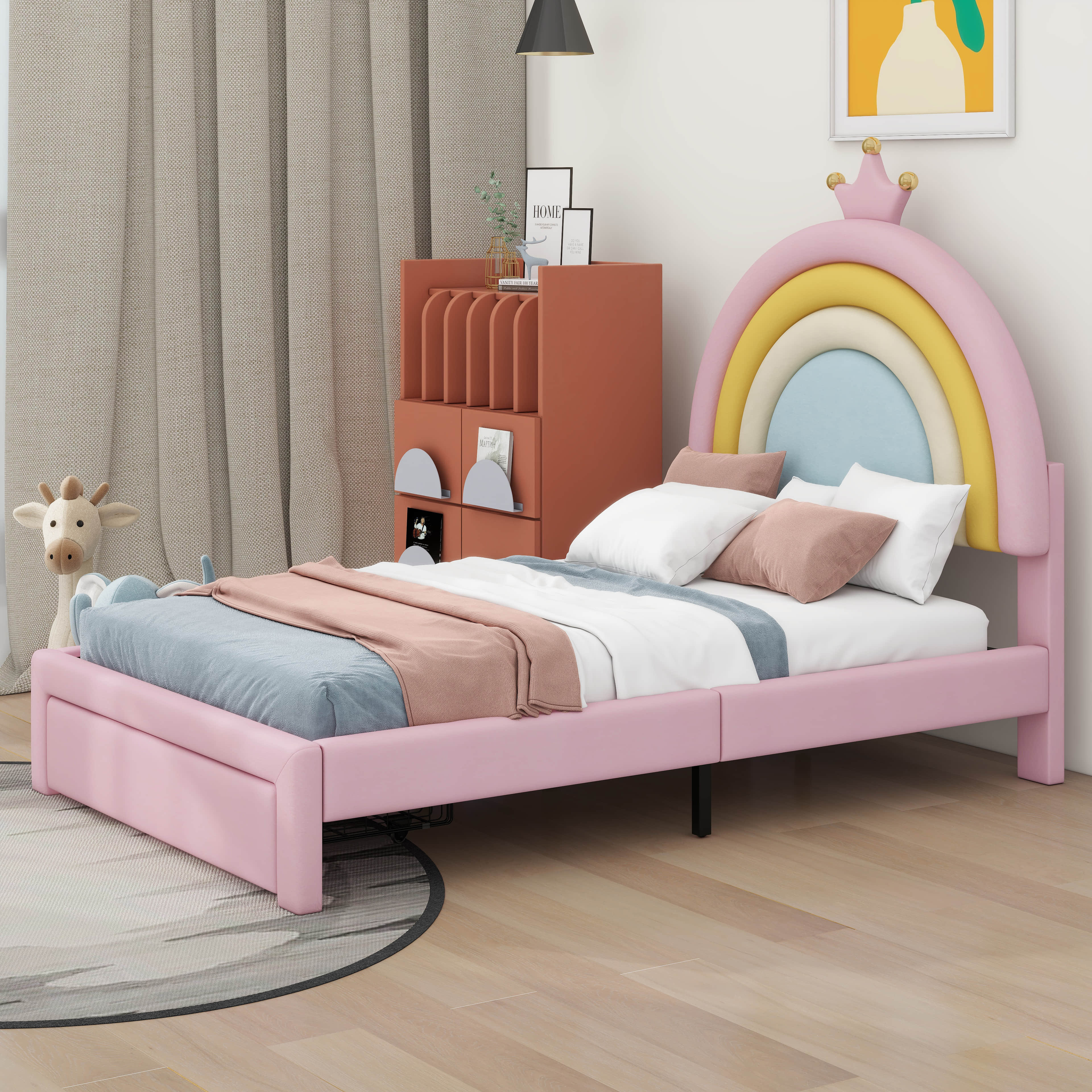 Bungalow Rose Rainbow Velvet Upholstered Full Size Princess Platform ...