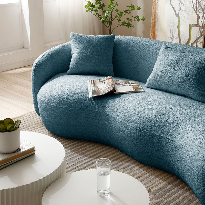 Canapé 93,6 po Teddy Boucle, 26.9" H x 93.6" W x 41.3" D, Blue  Teddy Boucle Fabric 