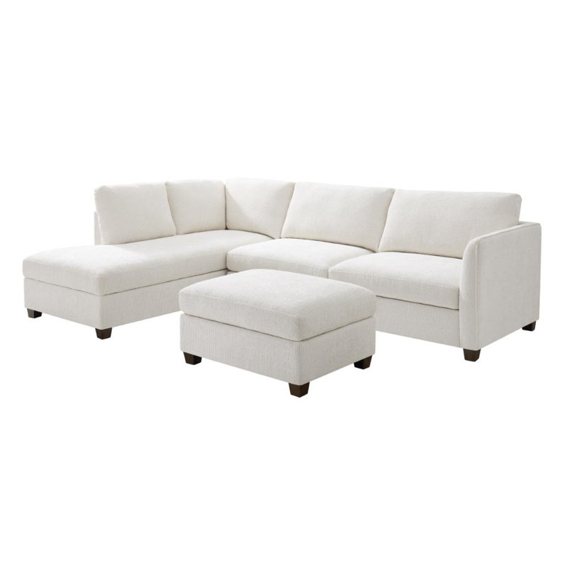 Chatrine Corner Sofa With Footstool, Left Hand Facing, Cream
