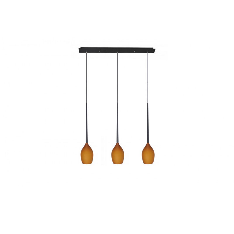 Izza 3 - Light Black Kitchen Island Pendant, Amber