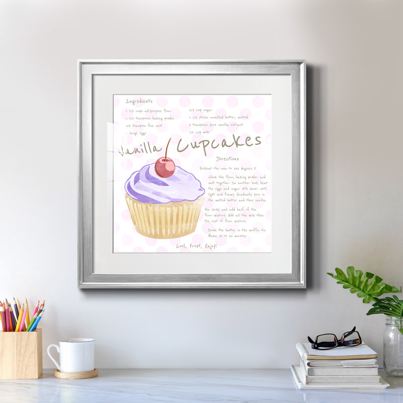 Vanilla Cupcake - impression encadrée, Cadre argenté, H 17,5 po x l 17,5 po x P 1,5 po