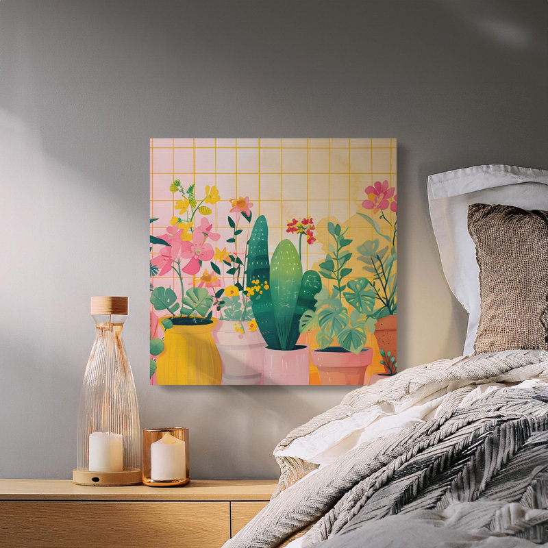Potted Plants Demeterius, Botanical Art Print, Cactus Flower Artwork, Home Decor, Modern Wall Decor, Ready to Hang Canvas Demeterius