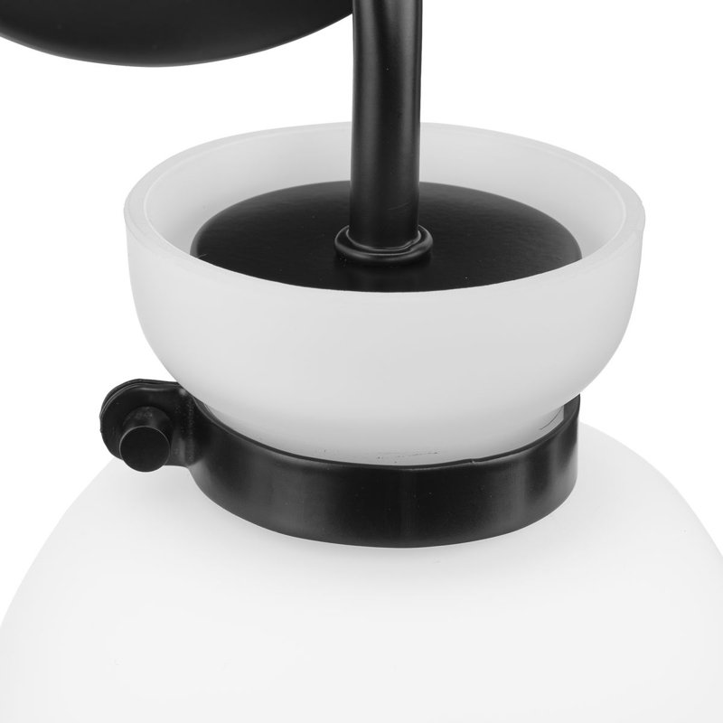 Lexie Matte Black Steel Vanity Light with Opal Glass Shade