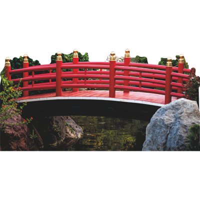 SP13314 Red Japanese Garden Bridge Over Pond Cardboard Cutout Standee Standup