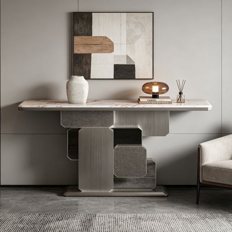 Console Modern Light Luxury, 33.5" H x 63" W x 13.8" D