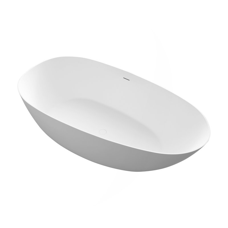67" Premium Solid Surface Deep Soaking Bathtub, Matte White