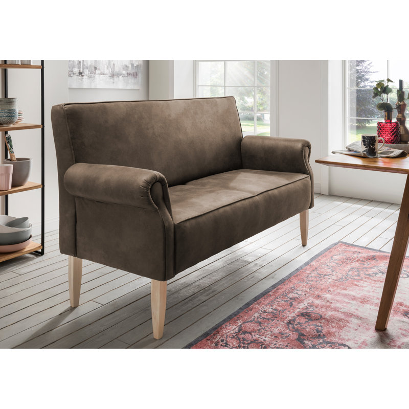 Andrew Upholstered Bench, Light Beige, Cappuccino