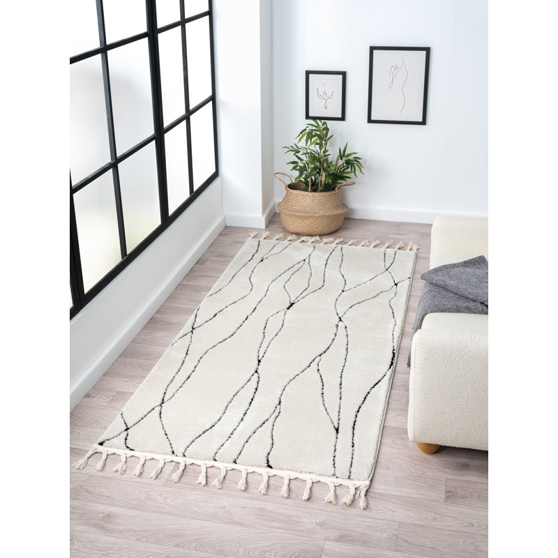 Serenity Tapis white Rug, Rectangle 100 x 200cm