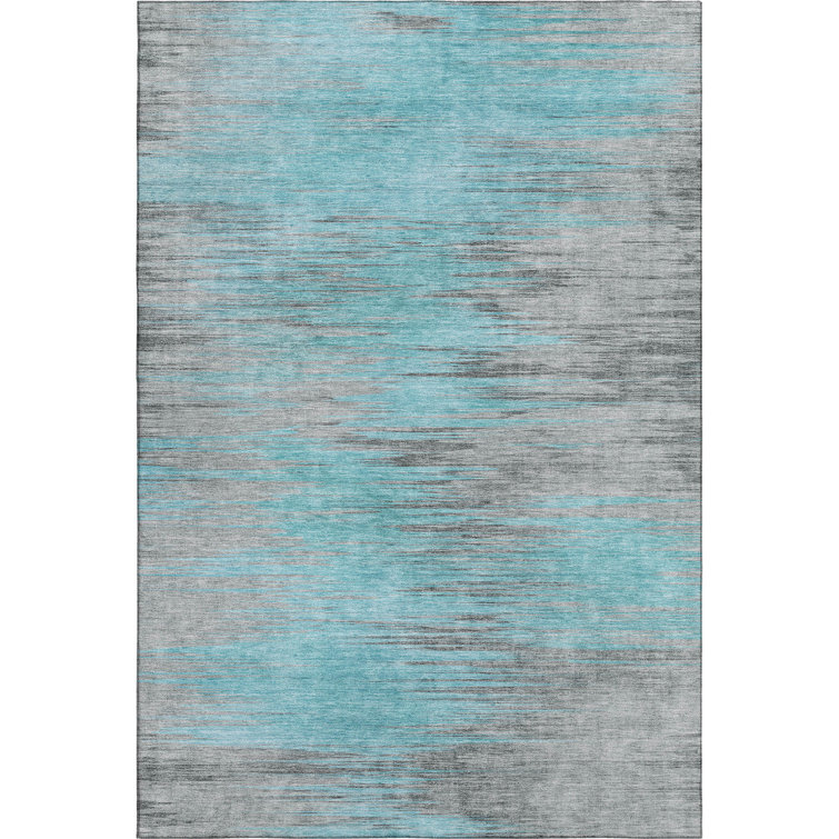 Premium Machine Washable Prisco Teal Rug