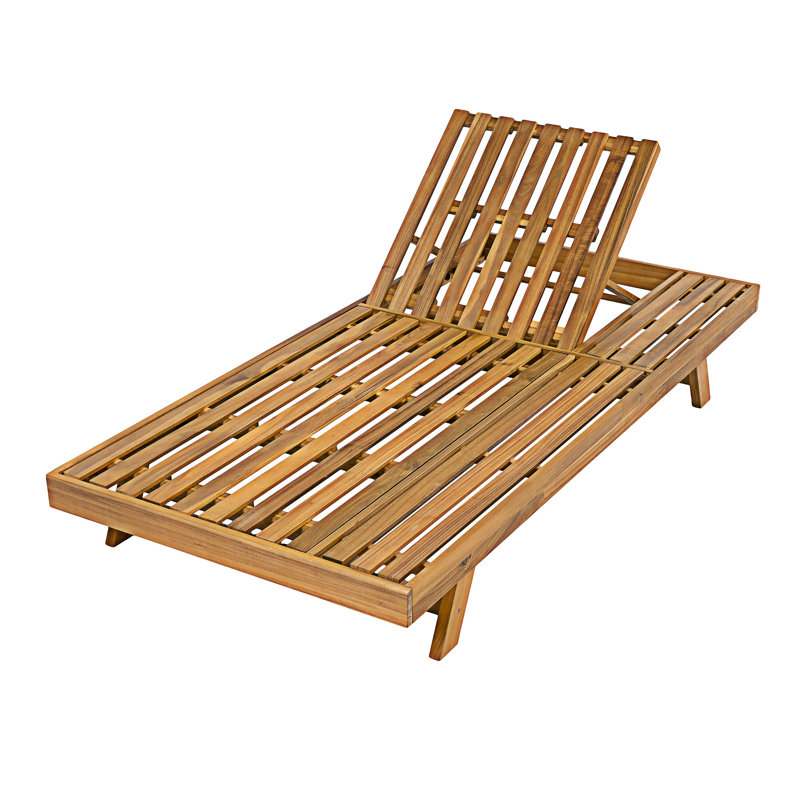 Foldable Wood Lounge Chair With Adjustable Backrest, Teak