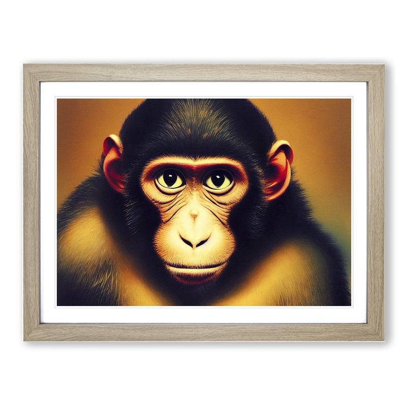 A Sublime Monkey - Framed Print, Oak, 46cm H x 64cm W x 2cm D